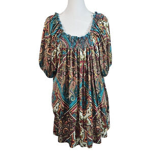Lane Bryant Womens Satiny Top Balloon Sleeve Size 18/20W Stretch 70s Boho Hippie